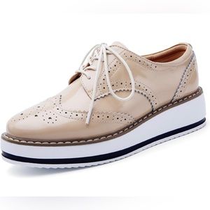 DADAWEN Women's Platform Lace-Up Wingtips Shoes